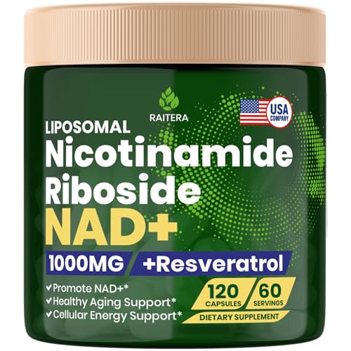 NAD+ Supplement, Liposomal Nicotinamide Riboside Resveratrol 900mg, Quercetin, High Purity NAD+ Supplement for Anti-Aging, Energy, Focus, NMN Alternative - 120 Capsules