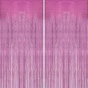 KERNOWO Lametta Vorhang Rosa Glitzer, 2 Stück