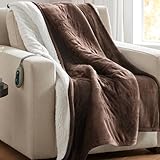 Beautyrest Heated Throw Blanket, Electric Throw, Soft, Warm, Reversible Plush - Sherpa, 3 Heat Settings, 2 hr Auto Shut Off, Machine Washable, 50 x 60 Brown
