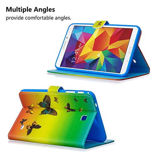 Galaxy Tab 4 8.0 Case, Dteck Slim Fit Folio Stand Case Smart Protective Shell Auto Sleep/Wake Feature Cover For Samsung Galaxy Tab 4 8.0 Tablet 2014 (8 Inch Tab 4,Sm-T330/T331/T335)-Rainbow Butterfly #TOP4