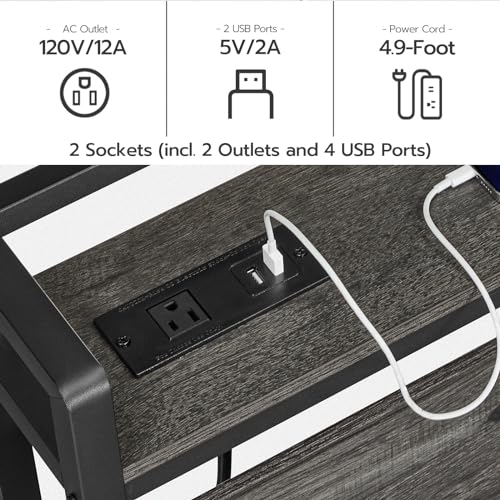 image for HOOBRO King Size Headboard, Headboard with 2 Outlets and 4 USB Ports, 