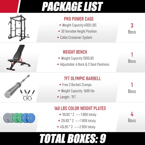 Image of Sportsroyals Power Cage, Multi-Functional Squat Rack, Power Rack with Pulley System & LAT Pull Down, Workout Cage with J Hooks for Home Gym