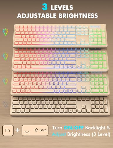 Image of Wireless Keyboard and Mouse Combo, RGB Backlit, Trueque KM42Pro | RGB Rainbow Backlit, Rechargeable Keyboard Mouse, Sleep Mode, 2.4GHz Wireless, Silent Soft Typing, USB-C Adapter