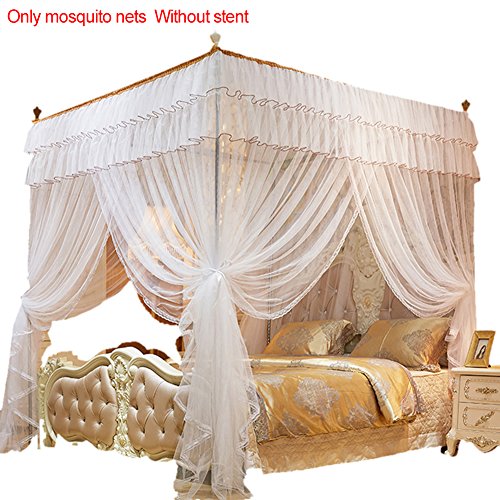 cheerfulus 4 Corners Post Princess Bed Canopy mosquitera, Blanco, tamaño Queen