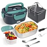 Lonchera térmica para coche y hogar, calentador de alimentos de acero inoxidable con cuchara y tenedor, juego de lonchera eléctrica portátil