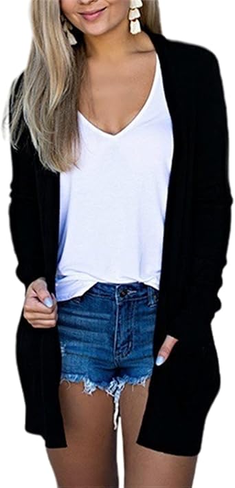 ZWRXW Long Cardigan Women Open Front Long Sleeve Cardigan Sweater Soft Cozy Lightweight Cardigans Jackets Tops with Pocketes