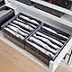 LOVE IT STORE IT Premium Schubladenbox 2-teilig - Kleiderschrank Organizer aus Leinen Stoff - Verstärkt - 6 Fächer für BHs, Shirts, Hosen - Grau - 30x30x15 cm
