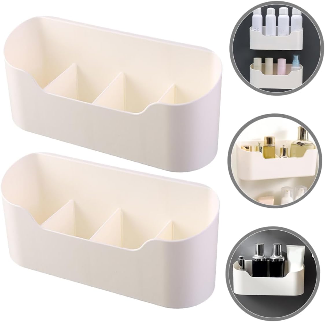 2Pcs Beige Hips Hanging Storage Basket, Multi-functional Wall Organizer Box