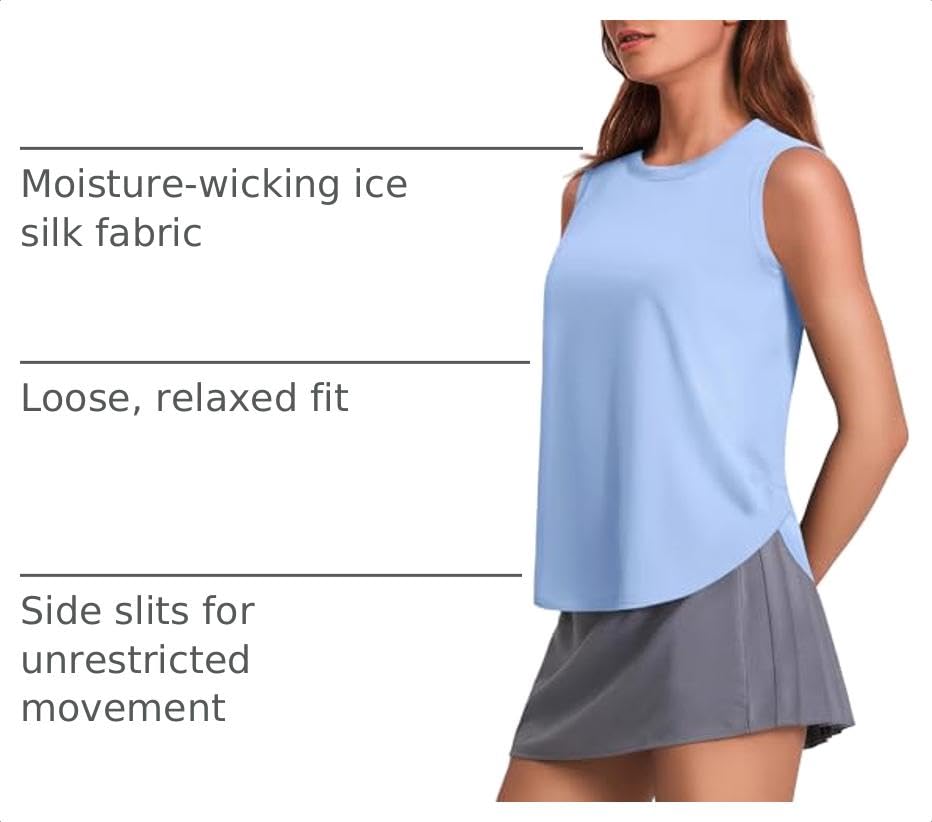 Image of PINSPARK Workout Tank Tops Woman Ice Silk UPF 50+ Athletic Yoga Shirts