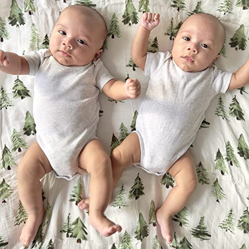 Image of LifeTree Muslin Swaddle Blankets, Woodland Baby Swaddling Wrap Nursery Receiving Blanket for Boys & Girls Unisex, Soft 70% Viscose from Bamboo and 30% Cotton, Large 47 x 47 inches