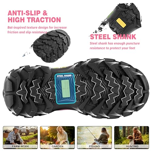 Image of Wovenpak Extra Wide Rubber Boots for Women, Waterproof Hunting Boots with Steel Shank, Insulated Mud Boot, 6mm Neoprene Anti-slip Outdoor Work Boots, Size 6-11