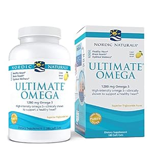 Nordic Naturals Ultimate Omega, Lemon Flavor – 180 Soft Gels – 1280 mg Omega-3 – High-Potency Omega-3 Fish Oil with EPA & DHA – Promotes Brain & Heart Health – Non-GMO – 90 Servings
