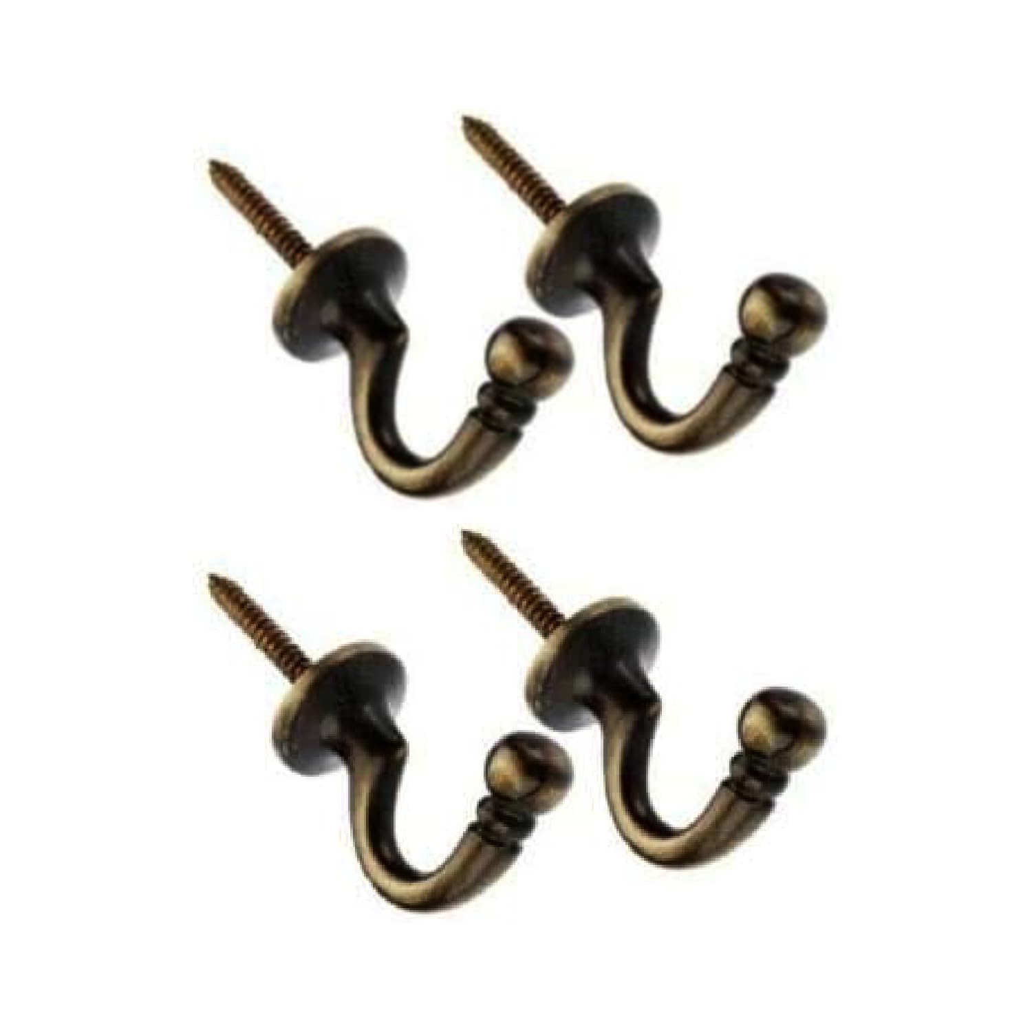 Sisi Uk Antique Brass Sisi Uk® 4 Pack Curtain Tie Back Hooks U Ball End Curtain Holdbacks Heavy Duty Curtain Tie Band Rope Hook Door Wall Clothes Coat Hangers Hooks (Antique Brass)