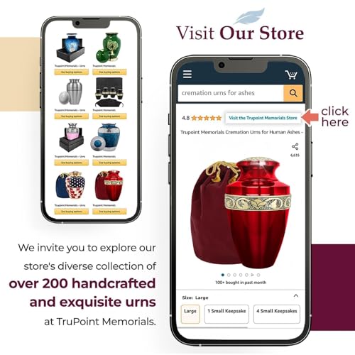 Image of Trupoint Memorials Cremation Urns for Human Ashes, Funeral Memorial Urn for Male and Female, Decorative Burial Grecian Urn Collection for Adult Men & Women - Grecian Red and Gold, Adult (200 LB)