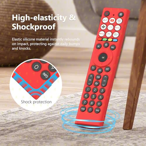 Image of RAYA Silicone Cover Compatible with 2026 Hisense TV Remote E7Q / E75Q / U7Q / A4Q / A6Q / A7Q / Q6Q Model TV Remote Protection Case (Red)