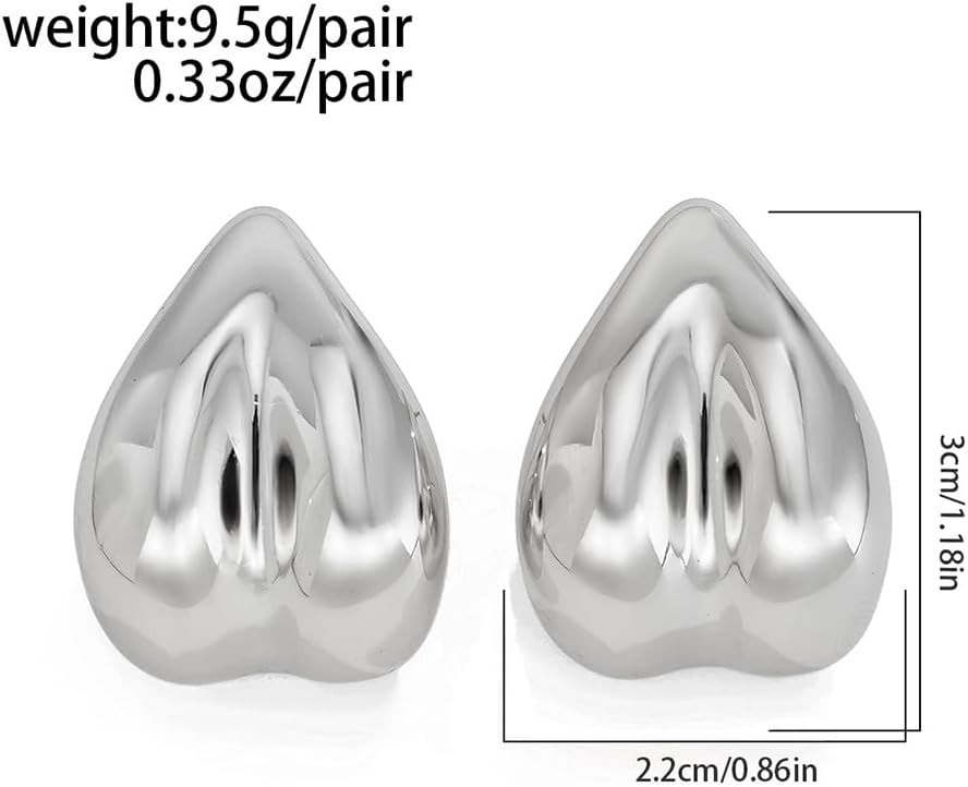 Chunky Heart Earrings for Women Dainty 14K Gold Heart Drop Earrings Hypoallergenic Puffy Love Huggie Hoop Earrings Jewelry Presents for Her - Image 3