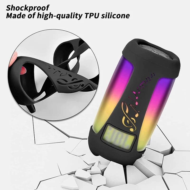 Silicone Case Cover for JBL Pulse 5,Travel Carrying Protective Gel Soft Skin for Portable Wireless Speaker,with Shoulder Strap,Speaker Protective Shell Sleeve Accessories (Orange)