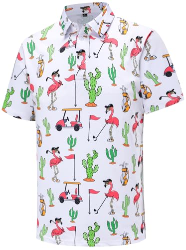 Tracamiy Flamingo Funny Golf Polo Shirt