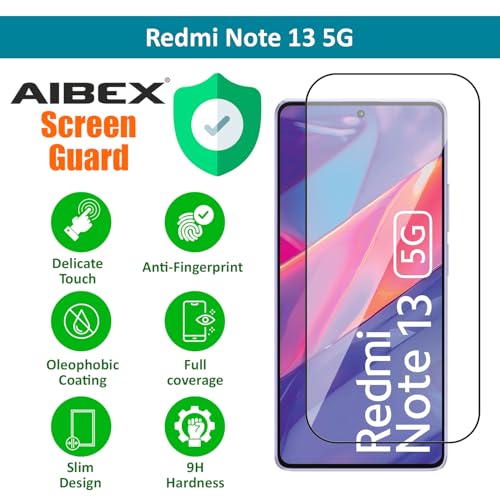 Image of AIBEX Tempered Glass Screen Protector Compatible for Redmi Note 13 5G / Note 13 Pro 5G / POCO X6 / X6 PRO / M6 PRO Edge-To-Edge Protector Coverage, Pack Of 1 Compatible with Cellphone