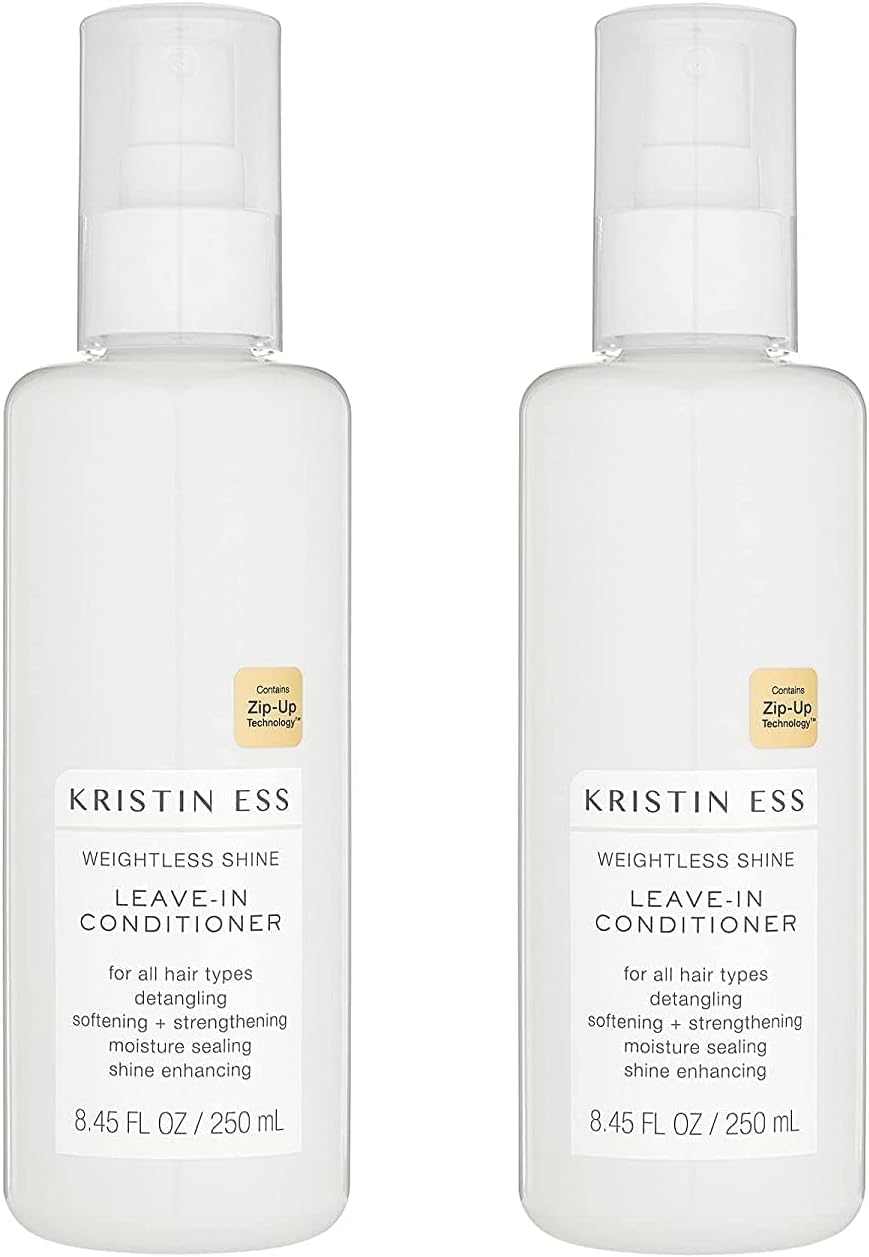Kristin Ess Hair Weightless Shine Leave-In Conditioner Spray for Dry Damaged Hair, Detangler Spray, Softening + Strengthening, Paraben and Phthalate Free, 8.45 fl. Oz. 8.45 Fl Oz (Pack of 2)