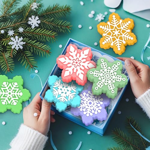 BUSOHA Christmas Silicone Soap Molds - 2PCS Xmas Soap Candle Mold Set 3D Tree Snowflake Molds for DIY Craft Home Gifts for Soap Candles Cake Biscuit Chocolate Ice Cube