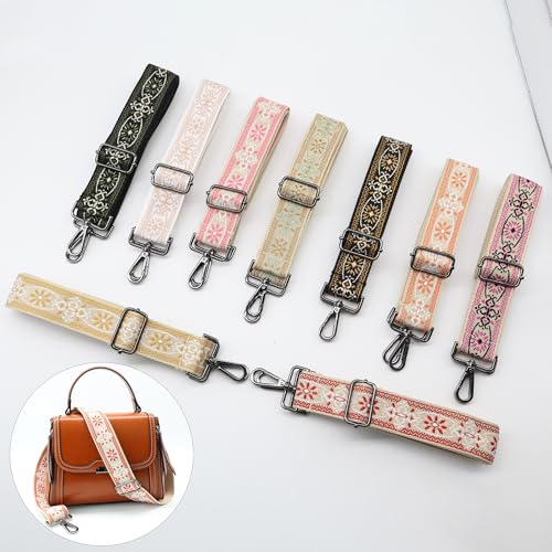 Image of LEMEDE Purse Strap Adjustable Replacement Crossbody Bag Strap Retro Jacquard Embroidery Shoulder Straps for Canvas Bag