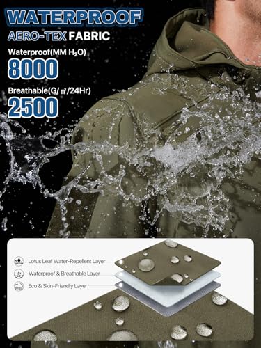 FREE SOLDIER Men's Lightweight Softshell Jacket Winter Fleece Lined Hooded Rain Waterproof Hiking Outdoor Jackets2