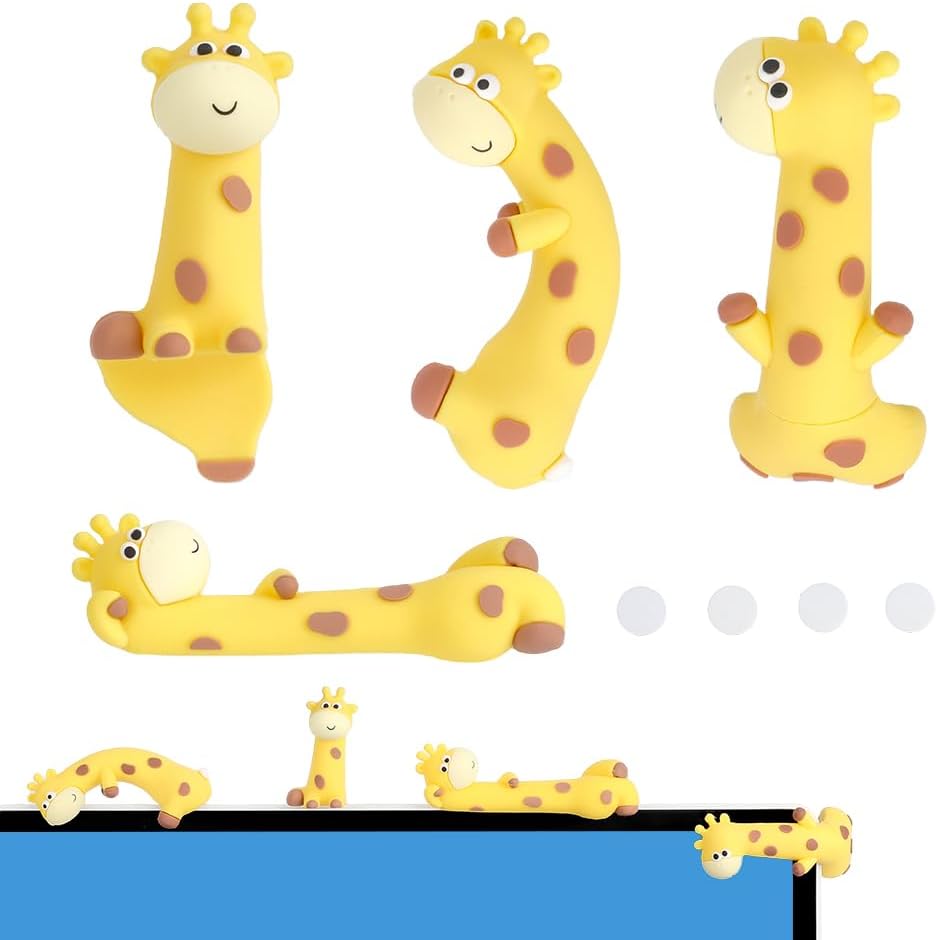 4Pcs Resin Giraffe Computer Monitor Decor Display Decorations Mini Figurines Computer Decors Small Animal Ornaments for Office and Home Seating Arrangements Photo Frame Car Accessories