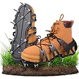 Qdreclod Aérateur Pelouse Chaussure, Aérateurs de Gazon Manuels, Chaussures À Ongles Scarificateur Gazon, Chaussures de Pelouse pour Herbe, Jardin et Patio, Taille Unique, Noir