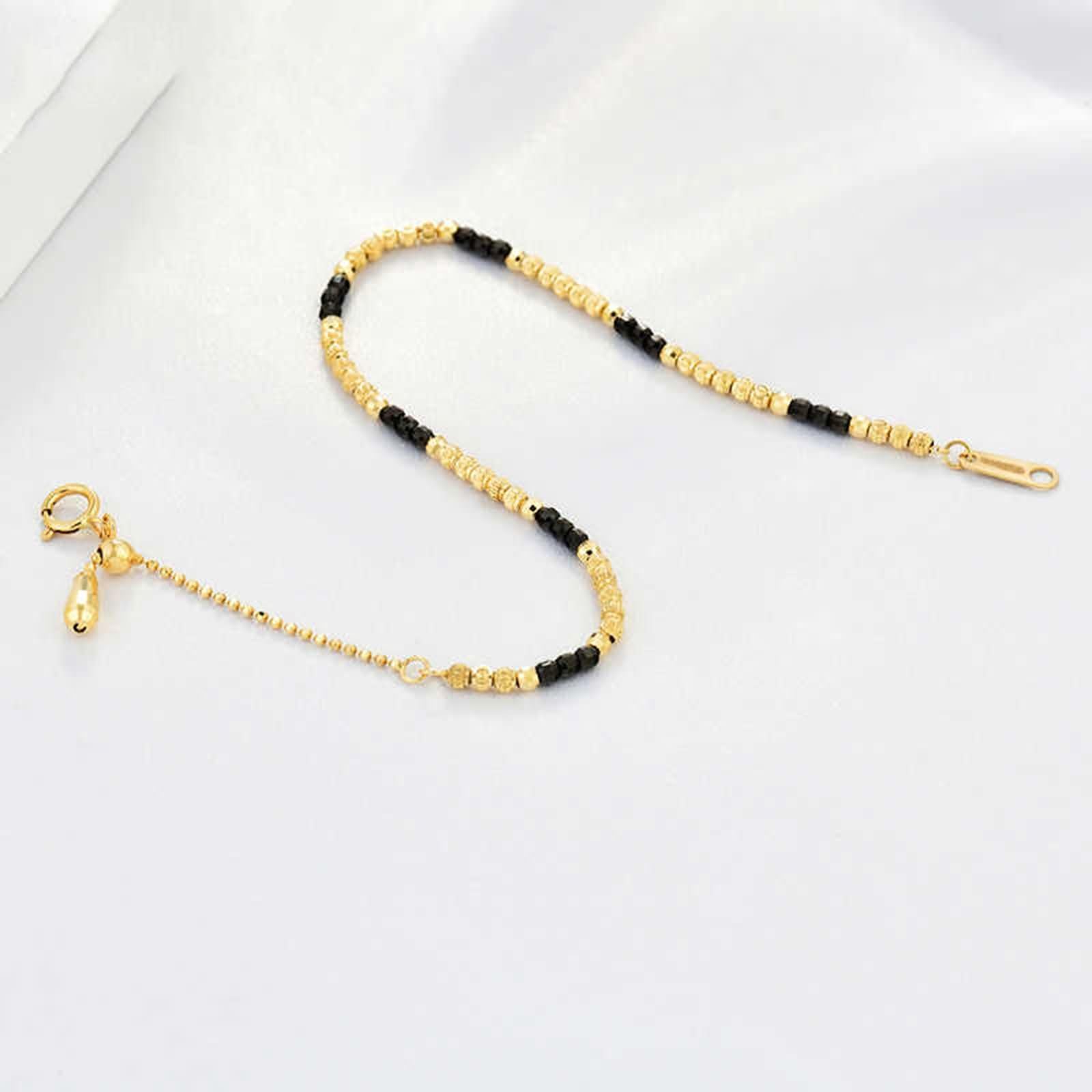 Bracciale Oro Donna 9 Kt / 14 Kt / 18 Kt 750, Catena a Perline da 1,9 MM, Regolabile 16 CM + 5 CM, Bracciali Catena Donna Oro