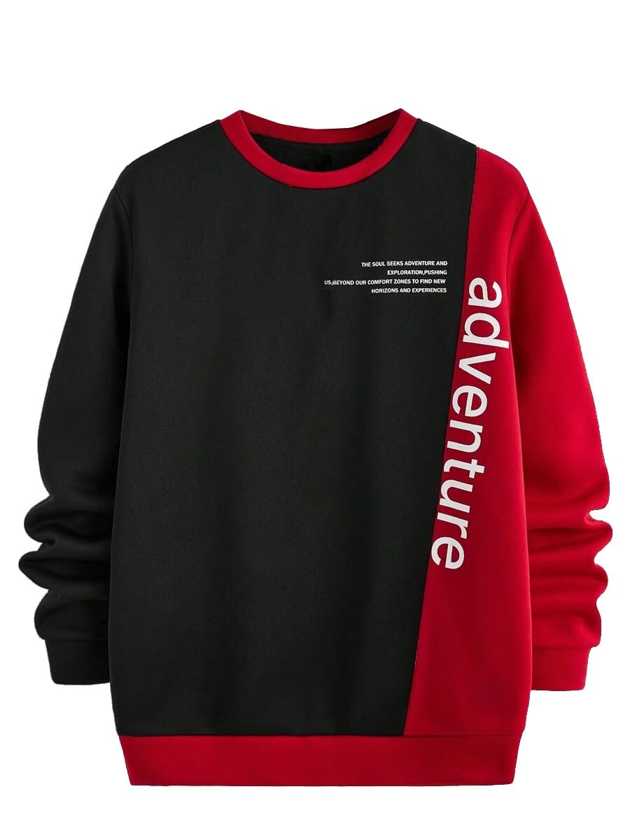 Men’s Colorblock Adventure Print Sweatshirt – Winterwear Round Neck Pullover | Casual Stylish Fleece Hoodie | Sizes S-XXL-image-28