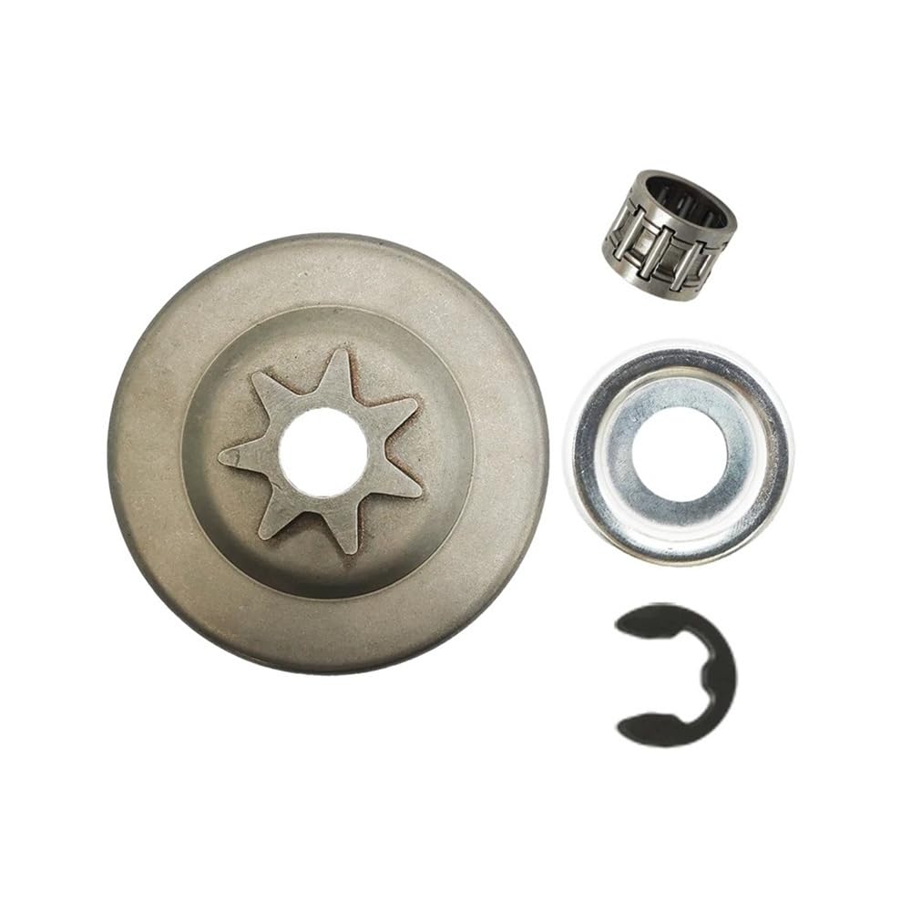 For motosierras MS311 MS391, tambor de embrague de 3/8 pulgadas y 7 dientes con piñón, rodamiento de agujas, arandela y abrazadera 11296402000
