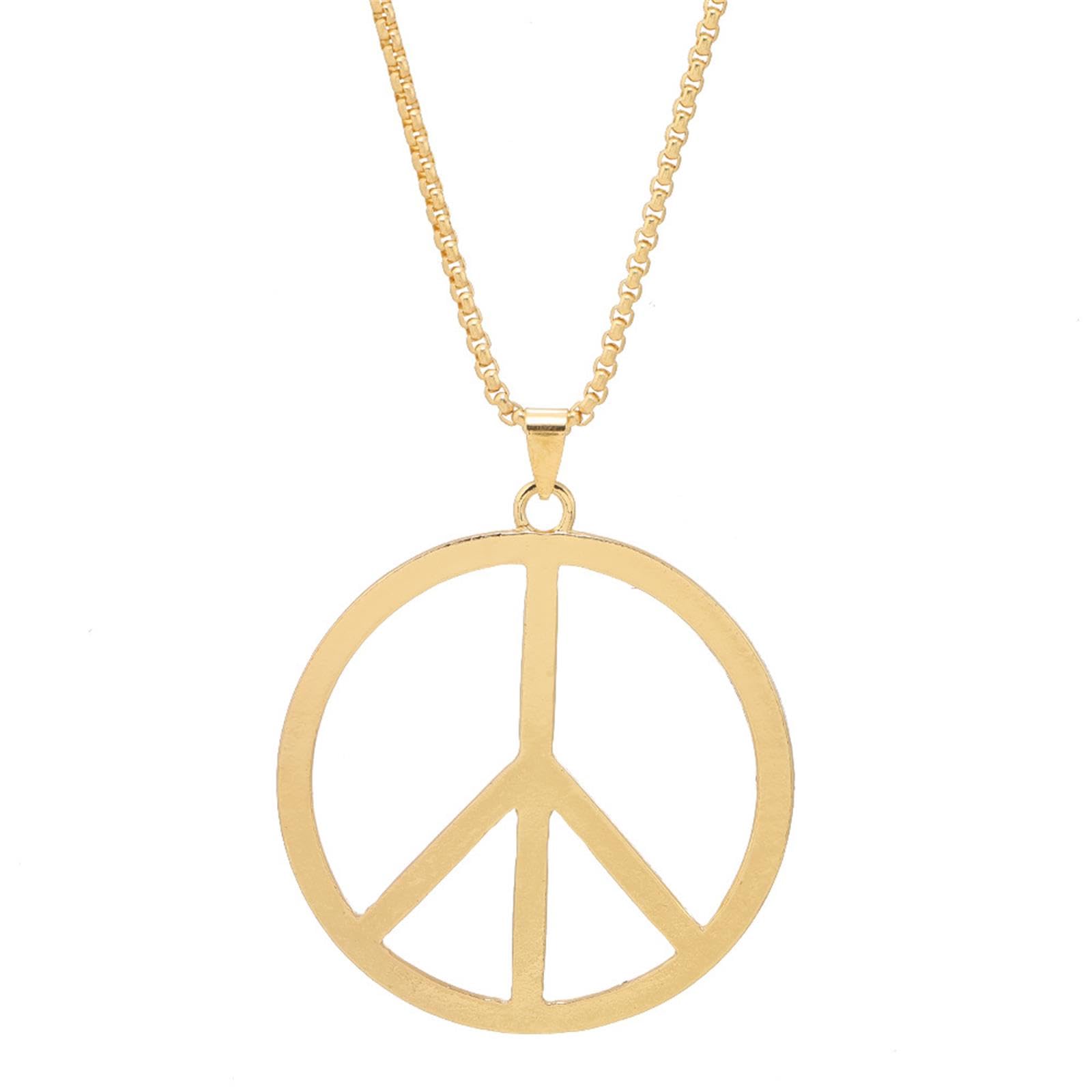 Metal Peace Sign Pendant Necklace Hippie 1960s 1970s Necklace for Dressing Party Accessories