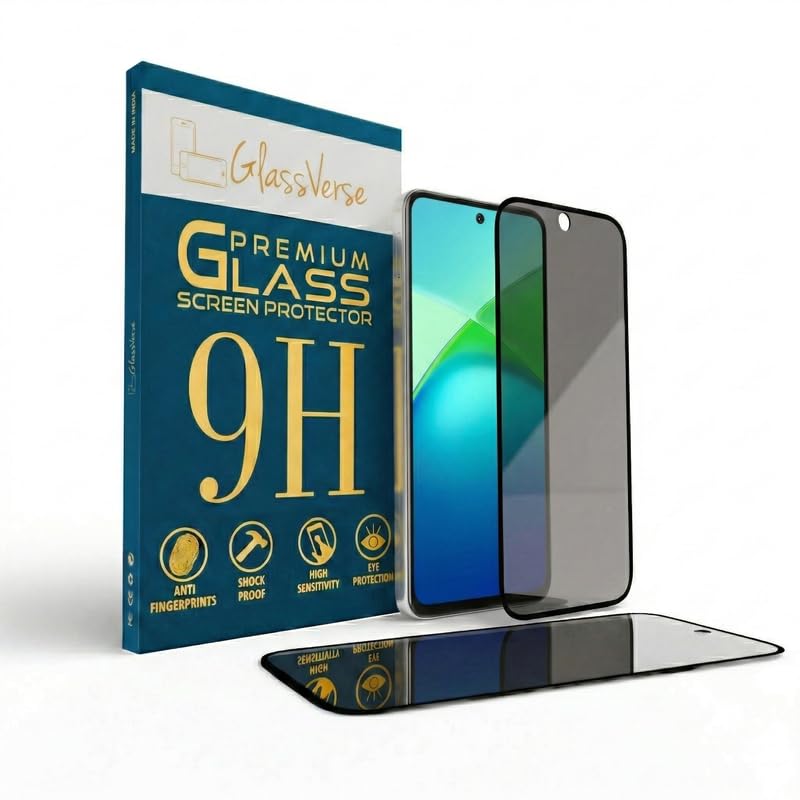 Image of GlassVerse Privacy Tempered Glass for Infinix Smart 10 | Anti Spy Screen Protector, 9H Hardness, Edge to Edge, Case Friendly, Hassle-less Installation Kit Included. (Pack of 1)