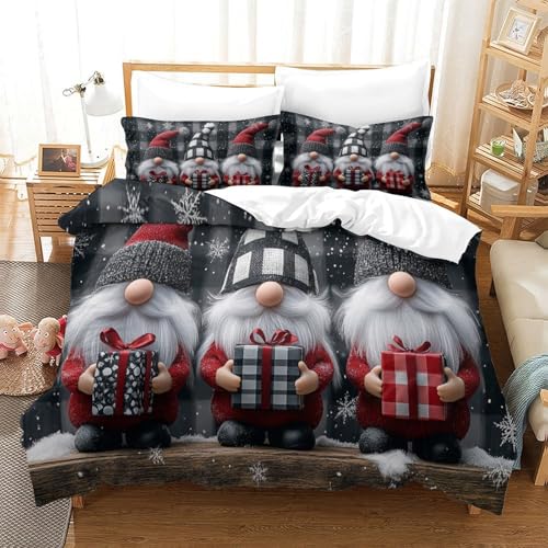 Parure de lit renard de noël 3D housse couette 220x240 zippée