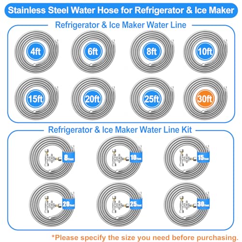 Línea de agua para refrigerador (2 unidades) manguera trenzada acero miniatura 7