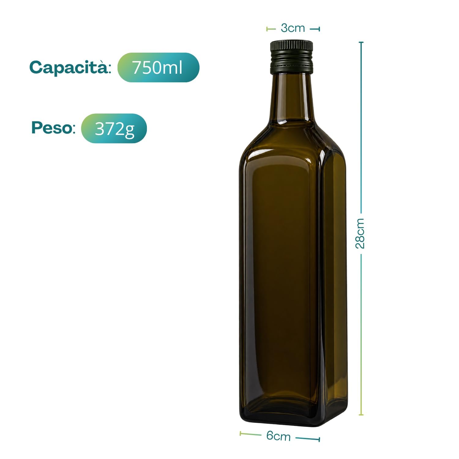 PALUPLUS 24 Bottiglie Vuote in Vetro per Olio da 750 ml, Marasca UVAG con Tappo a Vite Salvagoccia, Bottiglia per olio e liquore, Made in Italy -364C -11
