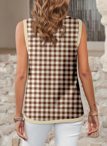 Image of Dokotoo Womens Summer Tops 2026 Casual Striped Color Block High Neck Tank Top Loose Knit High Low Sleeveless Shirts Blouses