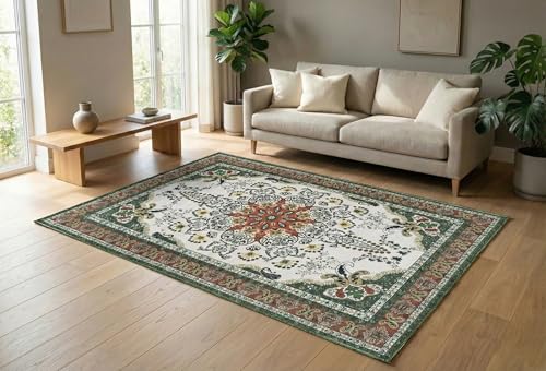 Image of BLUSH & BLOOM 3 x 5 Feet Area Rugs Washable Rug: Modern Abstract Living Room Rug Soft Anti-Skid Thin Carpet Indoor Floor Non-Shedding Carpets for Bedroom Dining Farmhouse Nursery Home Office