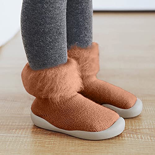 Baby Boys' Shoes,Baby Girls Kids Solid Knit Stocking Socks Shoes Slipper Soft Warm Boys Sole Rubber Shoes Kawaii Shoes2