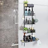 PINPON Over the Door Shower Caddy 5-tier Adjustable Hanging Shower Organizer with 12 Hooks Extra Lar
