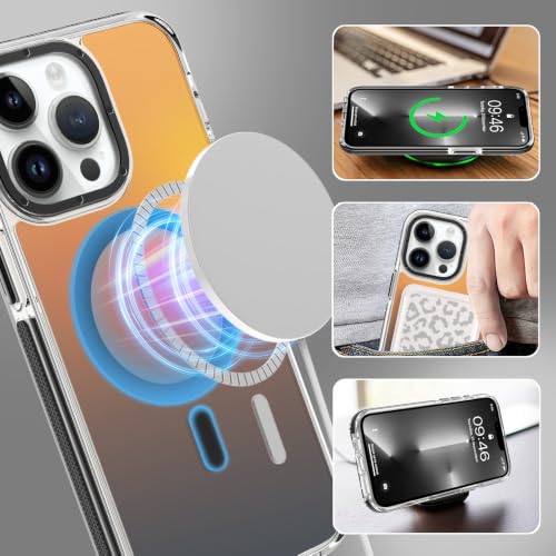 Image of Magnetic Case for iPhone 13 Pro Max [Compatible with Magsafe] [Cute Fashion Fluorescent Design] [1 Screen Protector] Slim Translucent Matte Case for iPhone 13 Pro Max 6.7 inch 2021, Black