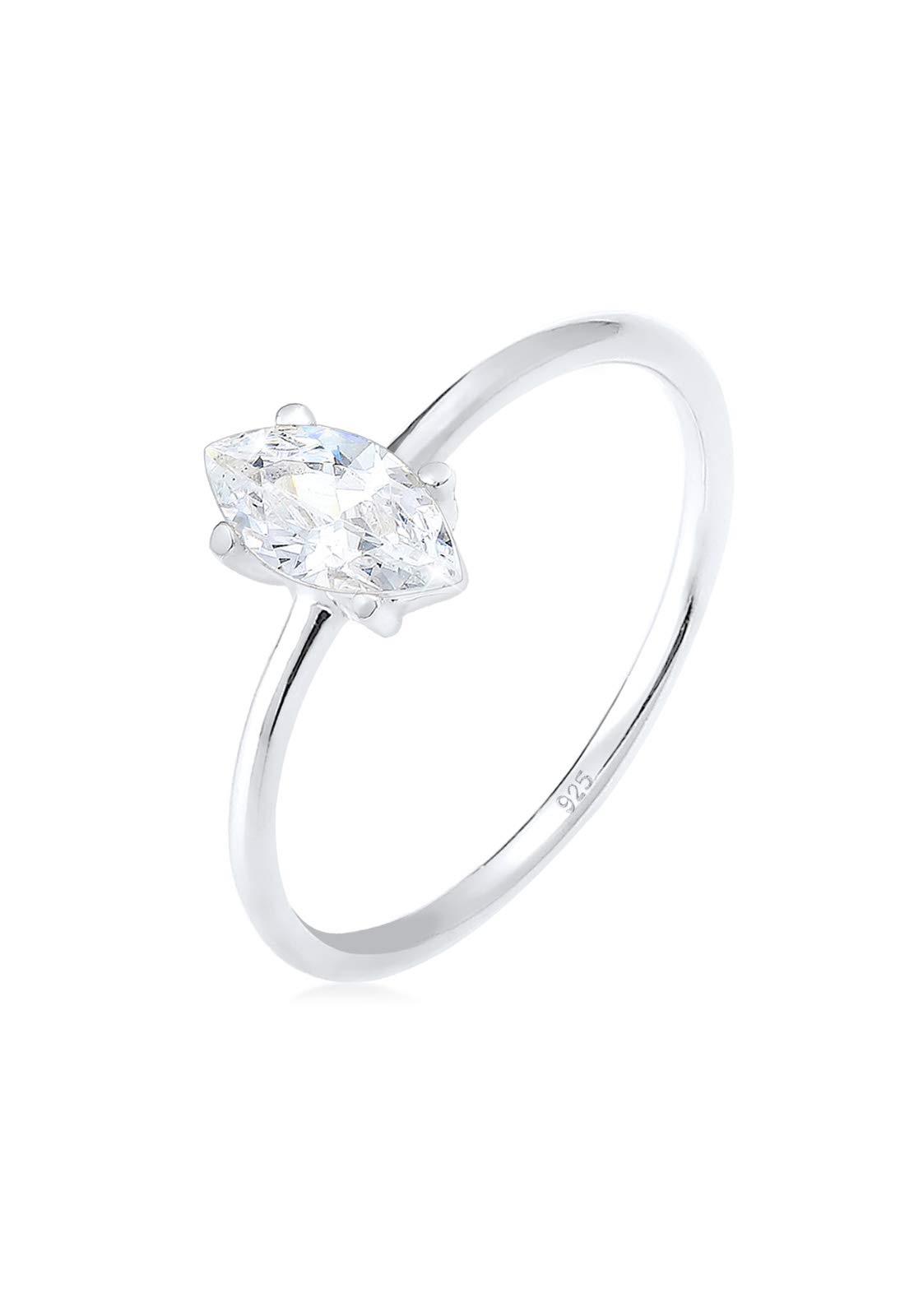 Elli Women's 925 Sterling Silver Classic Zirconia Basic Filigree Glamour Minimal Trend Ring, Size O