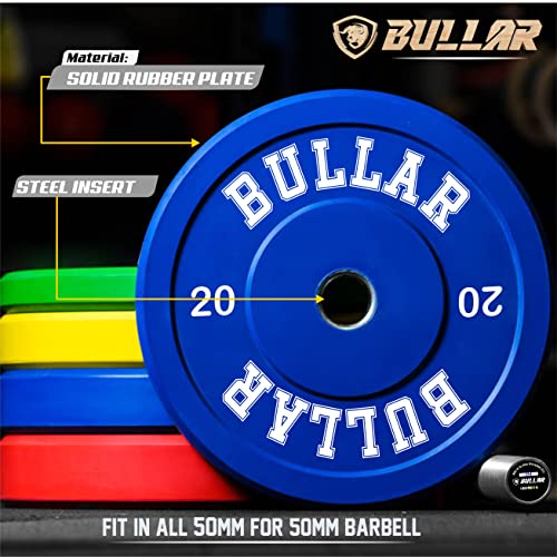 Image of BULLAR Olympic Color Rubber Bumper Plates Weightlifting Gym spare plates (10 KG SET (5KGX2))