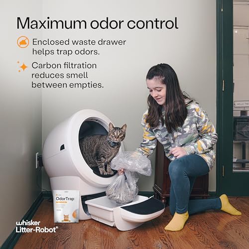 Image of Litter-Robot 4 Supply & Accessory Bundle by Whisker, White- Automatic Self-Cleaning Cat Litter Box, Includes Litter-Robot 4, Ramp, Mat, 3 OdorTrap Packs, 10 Liners, 30 Wipes, & 2 Carbon Filters