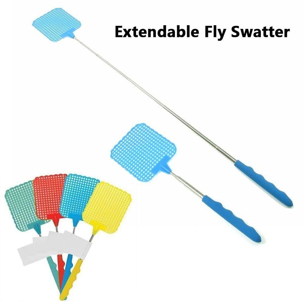 Matamoscas Extensible De Plástico - Pack De 2, Mango Ajustable Para Techos Y Rincones