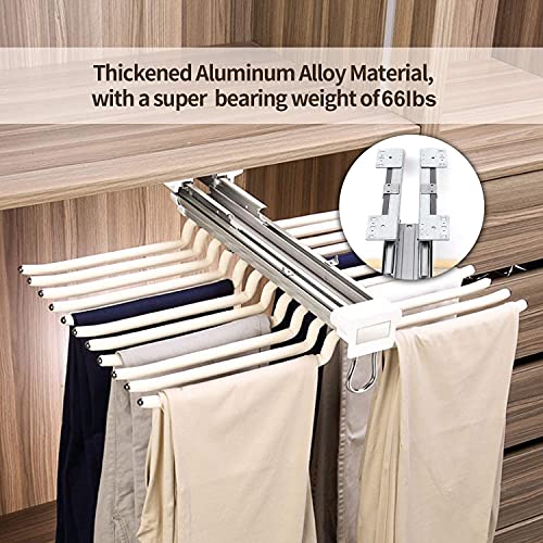 tonchean Pull Out Pants Rack Pants Hanger Bar 22 Arms Steel Pull Out Trousers Rack for Closet Clothes Organizers for Space Saving and Storage 18(L) x 23.4(W) x 5.7(H) inch