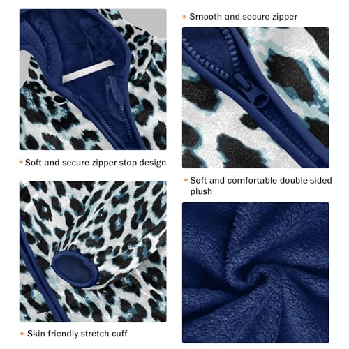 White Animal Print Leopard Toddler Jackets for Boys Winter Outerwear Kids 3T-10T3