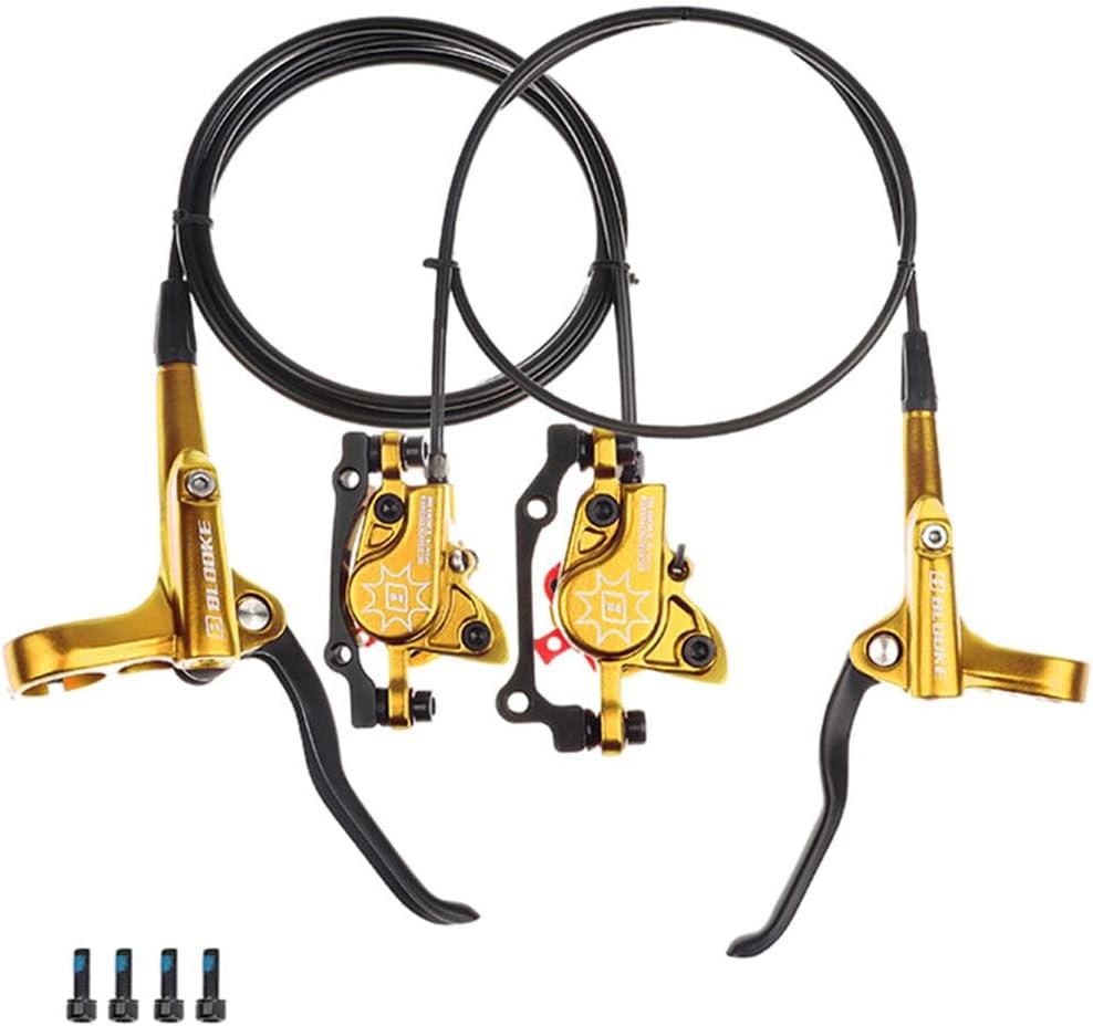 Mountain Bike Hydraulic Disc Brake Set, Efficient Braking in All Conditions, weight Aluminium Alloy, 160mm Rotors, Universal Fit, Bike Repair Parts - Gold L Front R Rear