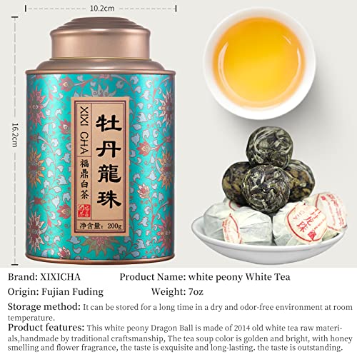 Xixicha White Tea White Peony Tea Dragon Pearls Tea Fuding White Tea White Loose Leaf Tea Balls Tea Chinese White Tea 7Oz Chinese Kung Fu Tea 福鼎白茶 白牡丹龙珠茶 #TOP5